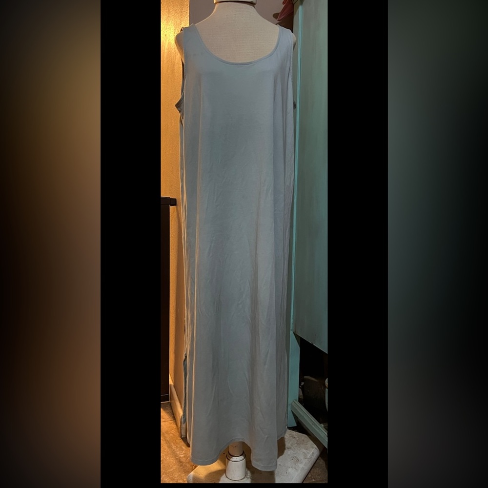 Eileen Fisher Casual Tank Midi Dress Size Large L Sleeveless 100 % Cotton Gray